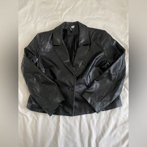 Pleather cropped blazer